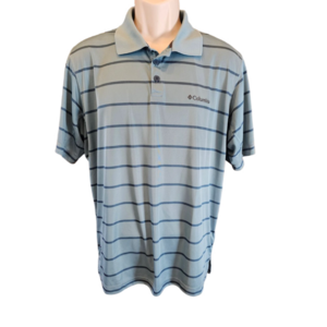 Columbia performance polo striped outdoor golf Blue size L large ^
